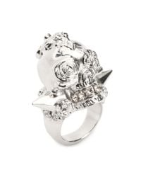 Alexander McQueen | Metallic Punk Rose Ring for Men | Lyst