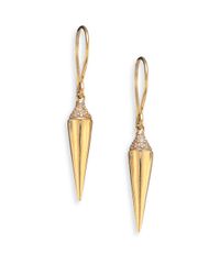 Sydney Evan | Metallic Diamond & 14k Yellow Gold Small Spike Drop Earrings | Lyst