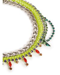 Joomi Lim | Green Cotton Braid Crystal Necklace | Lyst