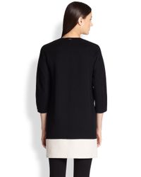 Max Mara White Wool Colorblock Coat