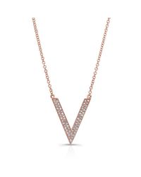 Anne Sisteron - Pink 14kt Rose Gold Diamond V Necklace - Lyst