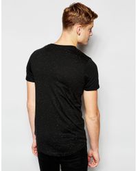 Jack amp; jones Fleck Tshirt With Rubberised Pocket Print in Black for 