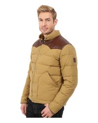 Penfield Pelam Leather Yoke Down Jacket In Tan Brown For Men Lyst