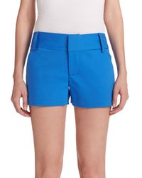 Alice + Olivia | Blue Cady Cotton Sateen Shorts | Lyst