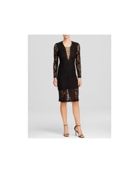 Bardot | Black Lace-up Lace Dress | Lyst