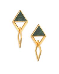 Stephanie Kantis | Metallic Element Green Moss Agate Drop Earrings | Lyst