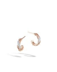 John Hardy | Pink Classic Chain Flat Twisted Carved Chain Extra Small Hoop Earrings | Lyst