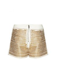 Alice + Olivia - Metallic Beaded Back Zip Short - Lyst