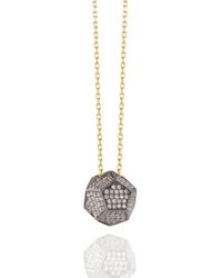 Noor Fares | Metallic Solid Dodecahedron Pendant in Yellow Blackened Gold and White Diamonds | Lyst