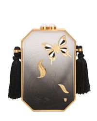 Thale Blanc Black Flutter Butterfly Perspex Clutch