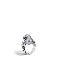 John Hardy | Gray Bypass Ring With Pearl And Black Sapphire | Lyst