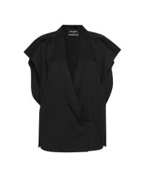 Anthony Vaccarello | Black Bat Sleeves Eyelet Detail Blouse | Lyst