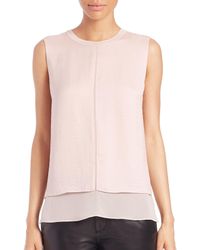 VINCE | Pink Sleeveless Overlay Silk Tank Top | Lyst