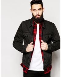 ASOS Denim Jacket In Slim Fit in Black for Men - Lyst