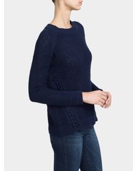White + Warren - Blue Laced Crewneck - Lyst