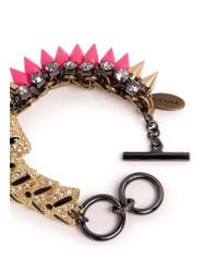 Venna Pink Crystal Pavé Tiger Spike Bracelet
