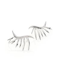 Eddie Borgo | Metallic Pavé Crystal Frond Spike Ear Cuffs/Silvertone | Lyst