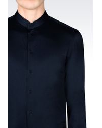 Emporio Armani | Blue Slim Fit Jersey Shirt for Men | Lyst