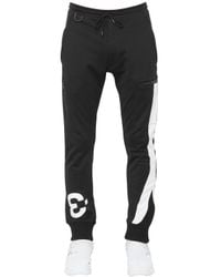 Y-3 | Black Logo Printed Cotton Jogging Pants for Men | Lyst