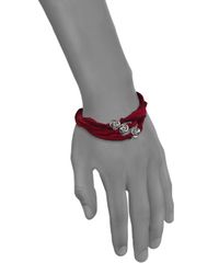 King Baby Studio | Red Sterling Silver & Silk Rose Wrap Bracelet for Men | Lyst