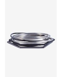 French Connection | Metallic 8 Set Bangle Circ Cube Rectangle Hexagon Bracelet | Lyst