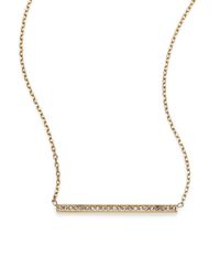 Michael Kors | Metallic Motif Pave Bar Pendant Necklace/Goldtone | Lyst