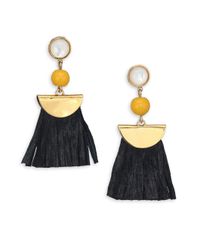 Lizzie Fortunato | Metallic Tortola Mother-of-pearl & Raffia Hula Earrings | Lyst
