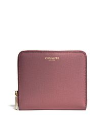 COACH Medium Continental Zip Wallet In Saffiano Leather in Red - Lyst