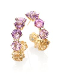 Ippolita | Metallic Amethyst Orange Citrine Ametrine 18k Yellow Gold Hoop Earrings1 | Lyst