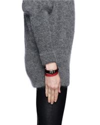 Alexander McQueen | Red Triple Strap Skull Leather Bracelet | Lyst