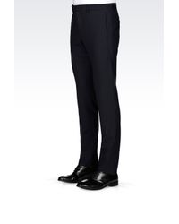 Emporio Armani | Black Trousers In Wool And Seersucker Blend for Men | Lyst