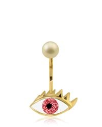 Delfina Delettrez | Pink Glittered Eye & Pearl Mono Earring | Lyst
