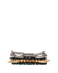 Venna | Green Crystal Spike Chunky Bracelet | Lyst