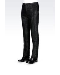 Emporio Armani | Black Runway Trousers In Jacquard Wool for Men | Lyst