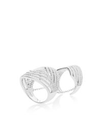 Fallon | Metallic Labyrinth White Crystal-pavé Double Ring | Lyst