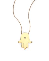 Jennifer Zeuner | Metallic Rachel Diamond Hand & Sapphire Evil Eye Reversible Pendant Necklace | Lyst