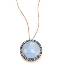 KALAN by Suzanne Kalan | Blue Agate, Champagne Diamond & 14k Rose Gold Large Round Pendant Necklace | Lyst
