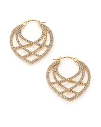 Adriana Orsini | Metallic Elevate Pave Crystal Hoop Earrings | Lyst