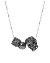 Northskull - Metallic Gunmetal Black Skull W/hematite Ball & Logo Wheel Slim Curb Men's Necklace for Men - Lyst