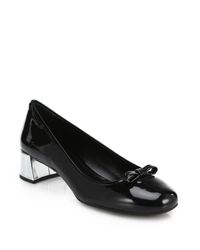 Prada | Black Patent & Metallic Leather Pumps | Lyst
