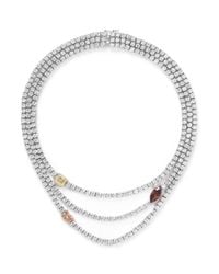 CZ by Kenneth Jay Lane | Metallic Coloured Station Cubic Zirconia Necklace | Lyst