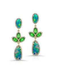 Anne Sisteron - Multicolor 18kt Yellow Gold Opal Tsavorite Diamond Earrings - Lyst