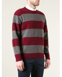 Sefton Thick Stripe Jumper in Grey (Red) for Men - Lyst