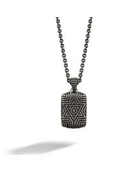John Hardy | Small Octagon Star Of David With Black Oxidation Tag Pendant On Round Link Chain for Men | Lyst
