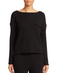 ATM | Black Brushed French Terry Boatneck Top | Lyst