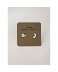 Tai | Metallic Moon & Star Stud | Lyst