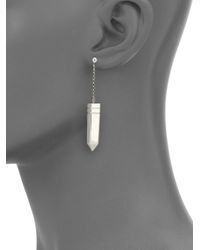 Marlo Laz | Metallic Crystal Obelisk Sterling Silver Drop Earrings | Lyst