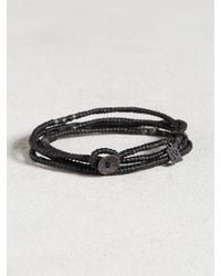 John Varvatos | Black Waxed Knotted Cord Skull Wrap Bracelet for Men | Lyst