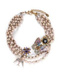 Erickson Beamon | Metallic Iron Butterfly' Glass Pearl Swallow Pendant Necklace | Lyst