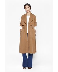 French Connection | Brown Runaway Drape Maxi Coat | Lyst